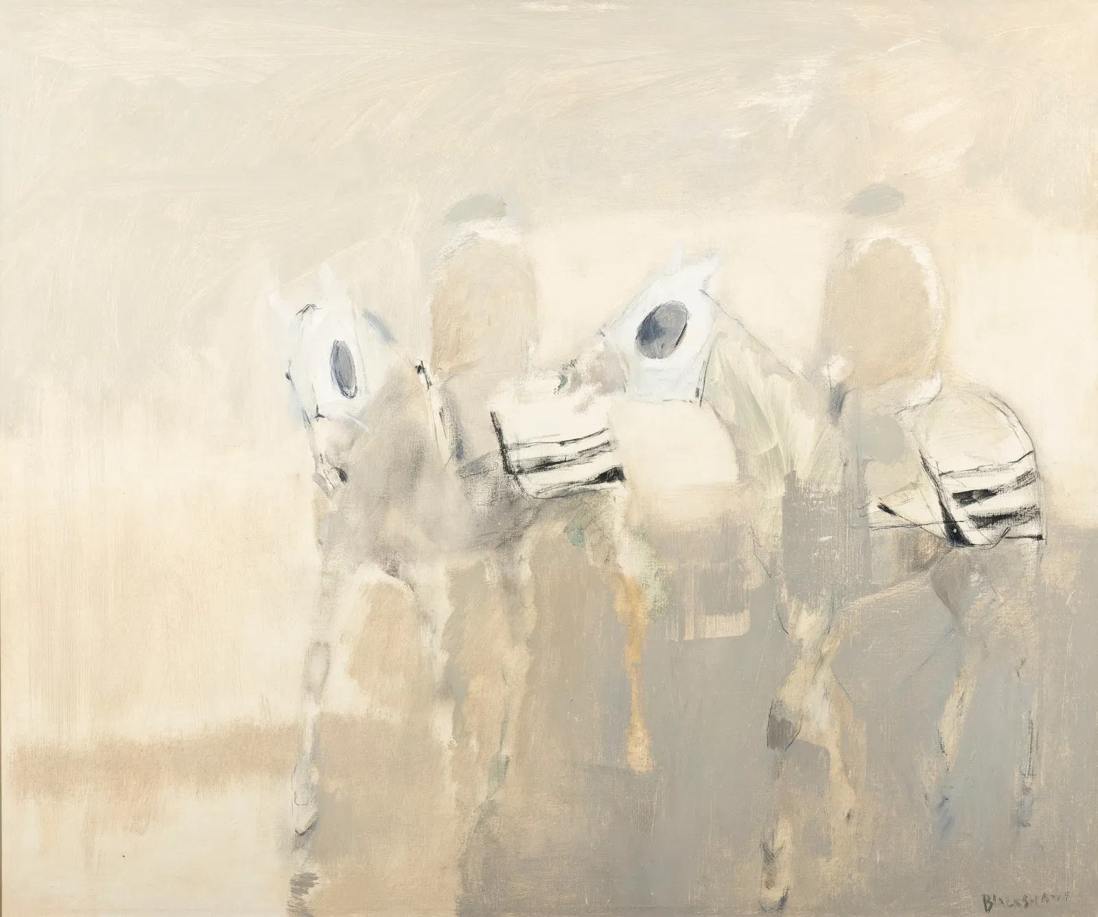 Basil Blackshaw (1932-2016) Two Horses Exercising (c.1973) Oil on canvas, 51 x 61cm (20 x 24'')