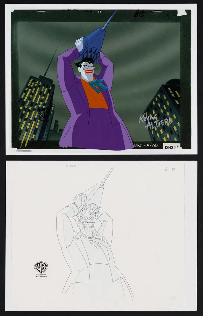 BATMAN: THE ANIMATED SERIES (1992-1995) - Joker Original Production Cel and Matching Production