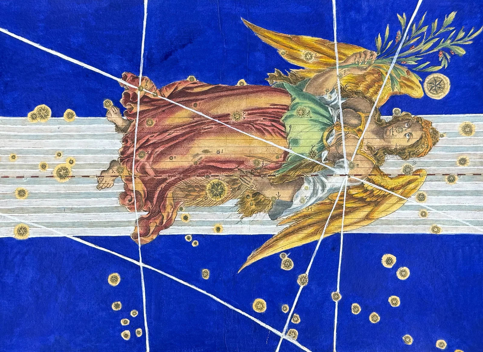 Bayer - Constellation or Star Chart of Virgo, the Winged Woman