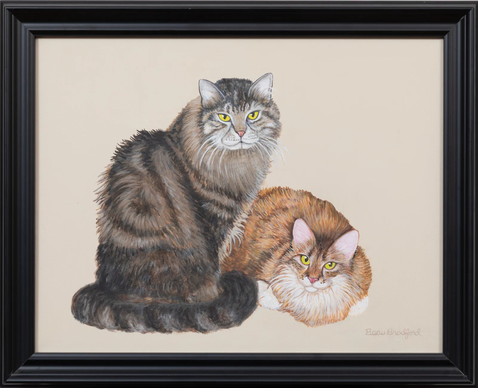 Beau Bradford, American/California 20th c., "Boy and Miss Purrrrfect", oil on canvas