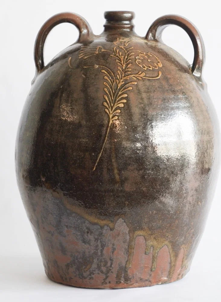 Beautiful Slip Decorated Edgefield District SC Stoneware Jug