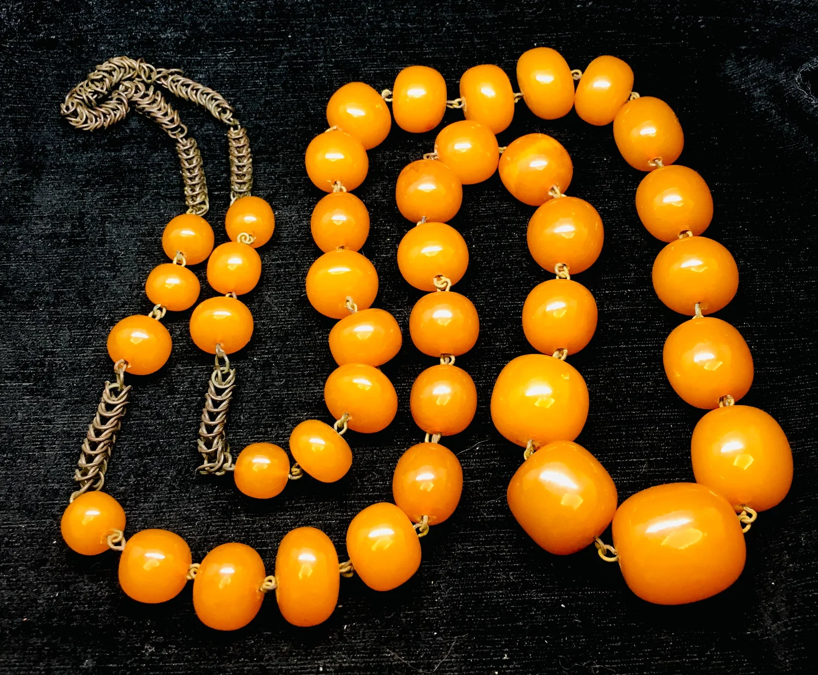 Beautiful Unique Antique Amber Necklace made from Barrel shaped Amber beads