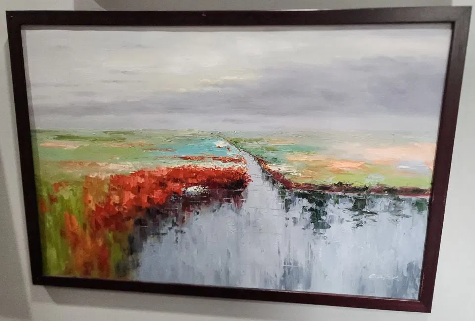 Beautiful Vintage landscape expressionist oil painting