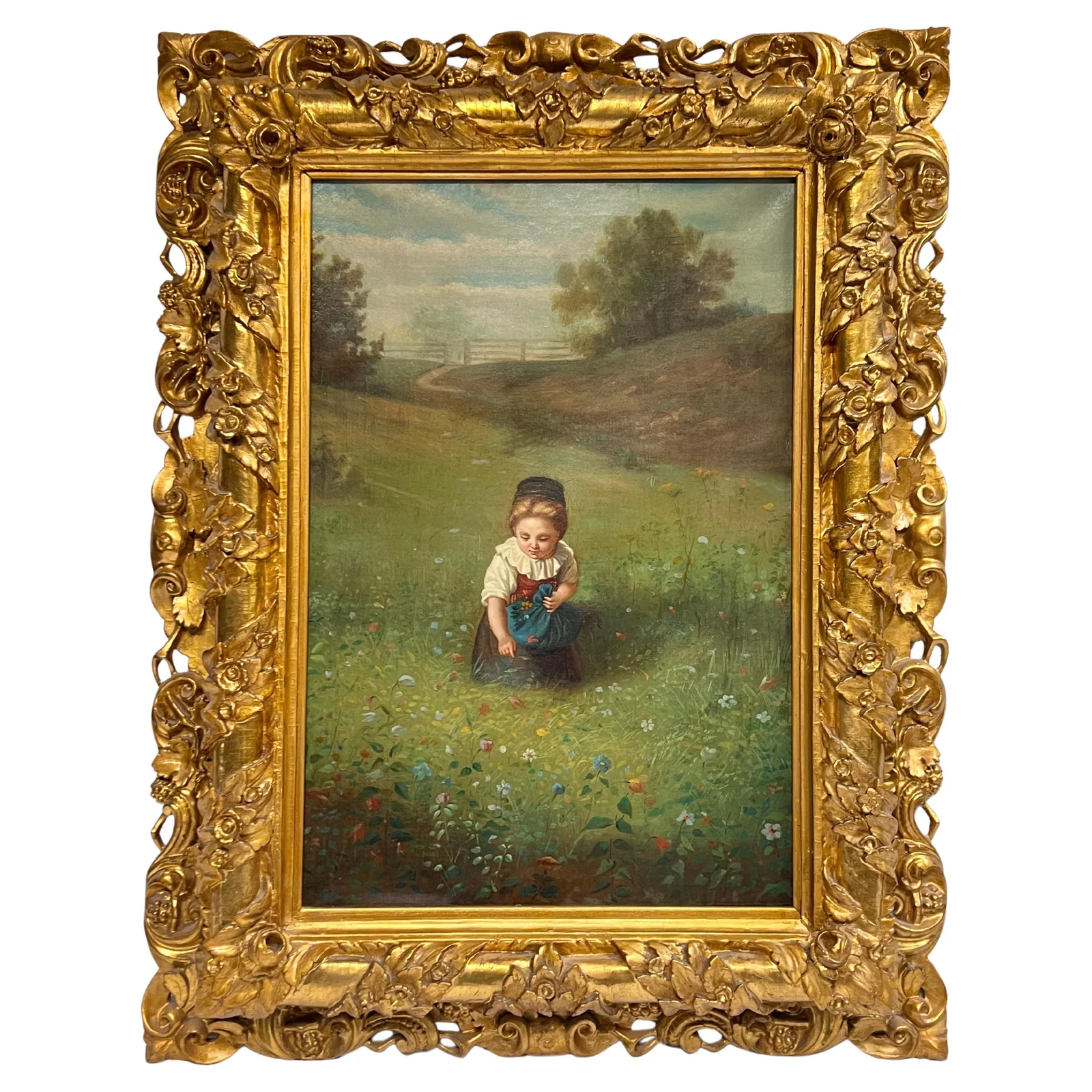 Belle Epoque Canvas Painting After Ludwig Knaus The Spring Circa 1900