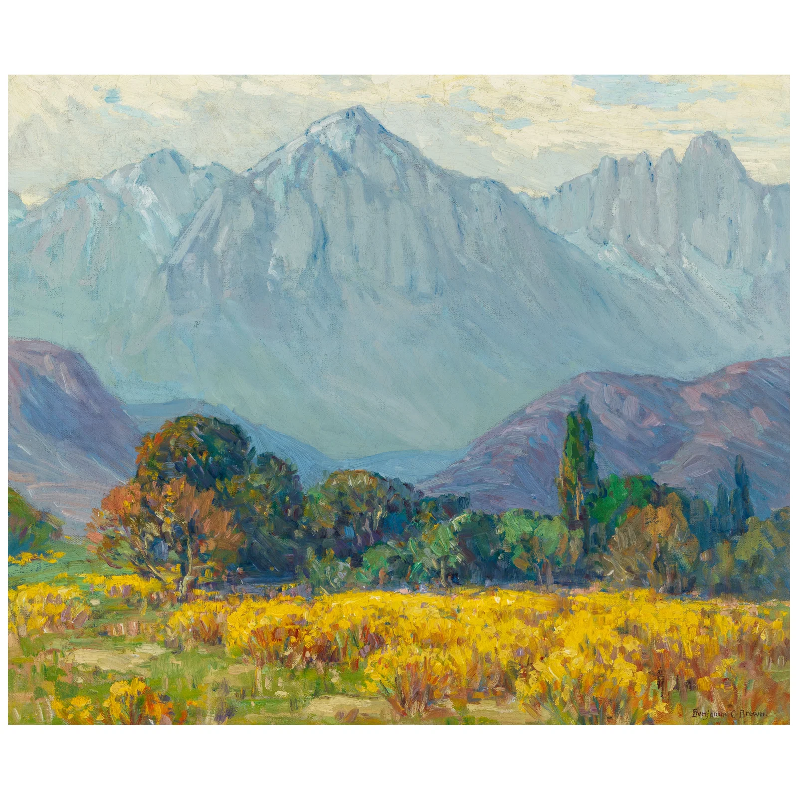 BENJAMIN CHAMBERS BROWN (1865-1942) Sierra Peaks in Autumn - Lone Pine, Calif. 25 1/4 x 30 1/4 in.