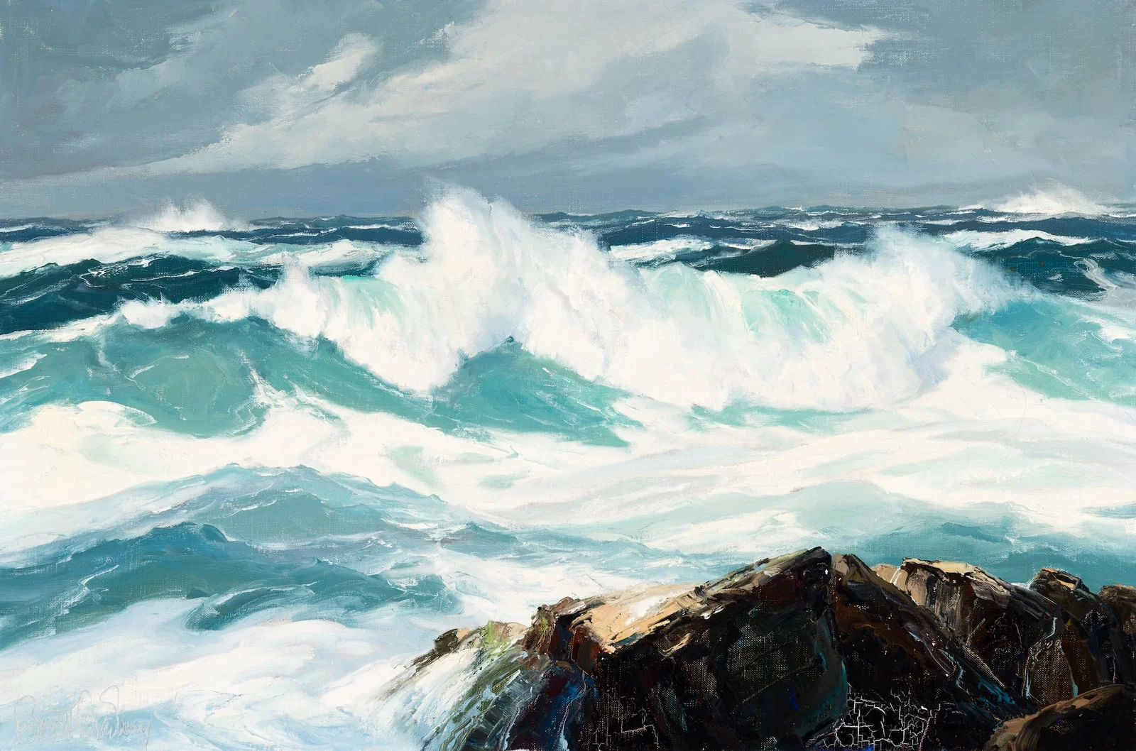 Bennet Bradbury (Am. 1914-1991), "Storm Brewing", Oil on canvas, framed