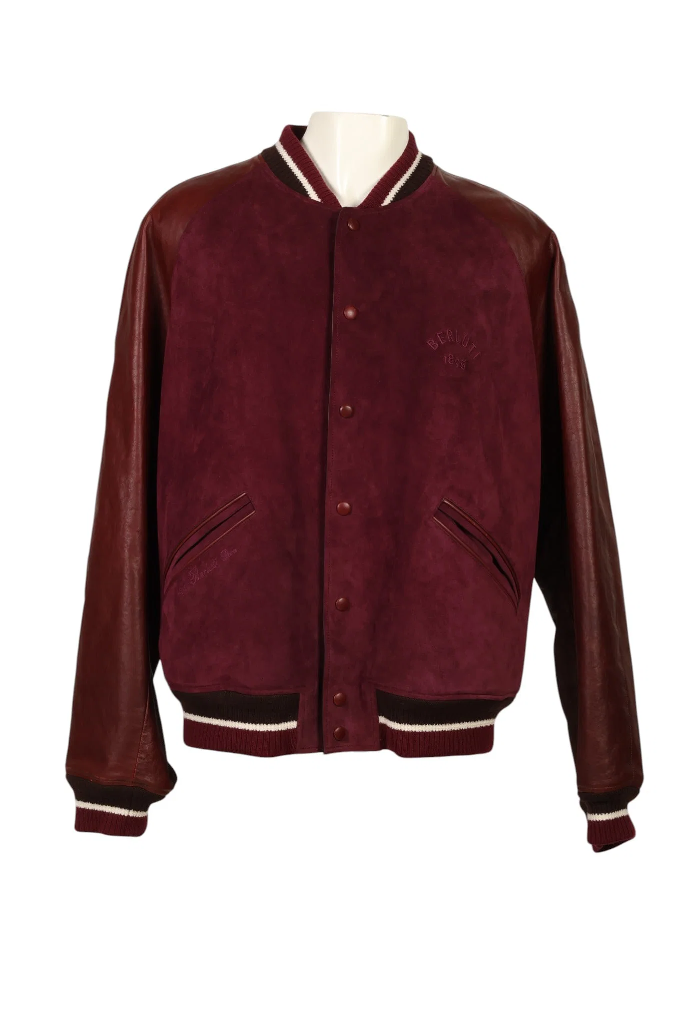 Berluti Paris Leather Letterman Jacket Size 58 / 4