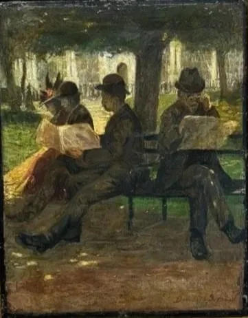 Bernhard Gutmann 1869-1936 New York Impressionist Oil Painting Park Scene Rare