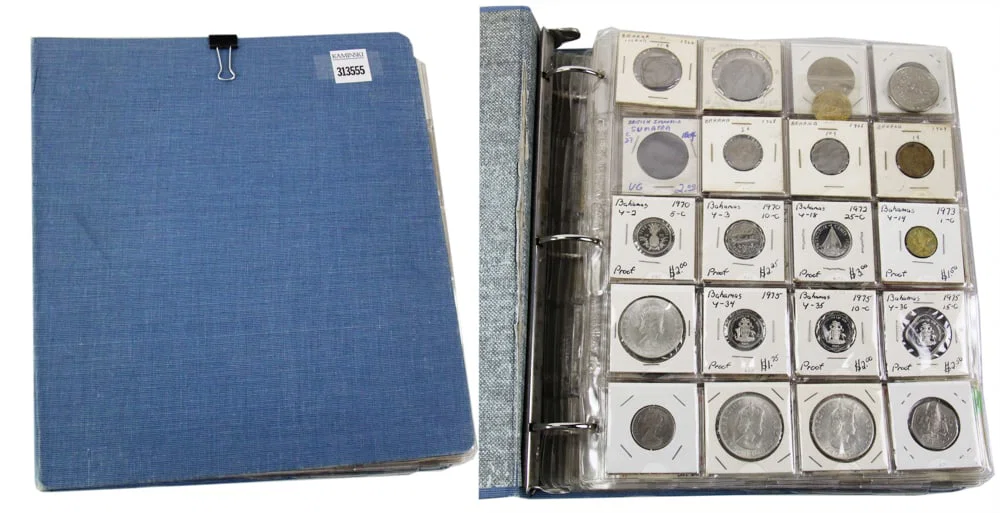 Binder of Foreign Silver Coins, Bahamas, Africa, Canada, etc.