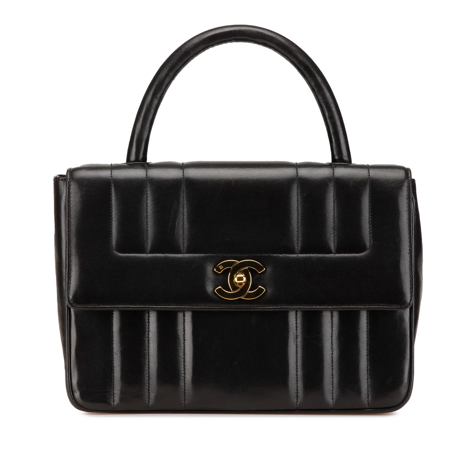 Black Caviar Leather Mademoiselle Top Handle Bag by Chanel