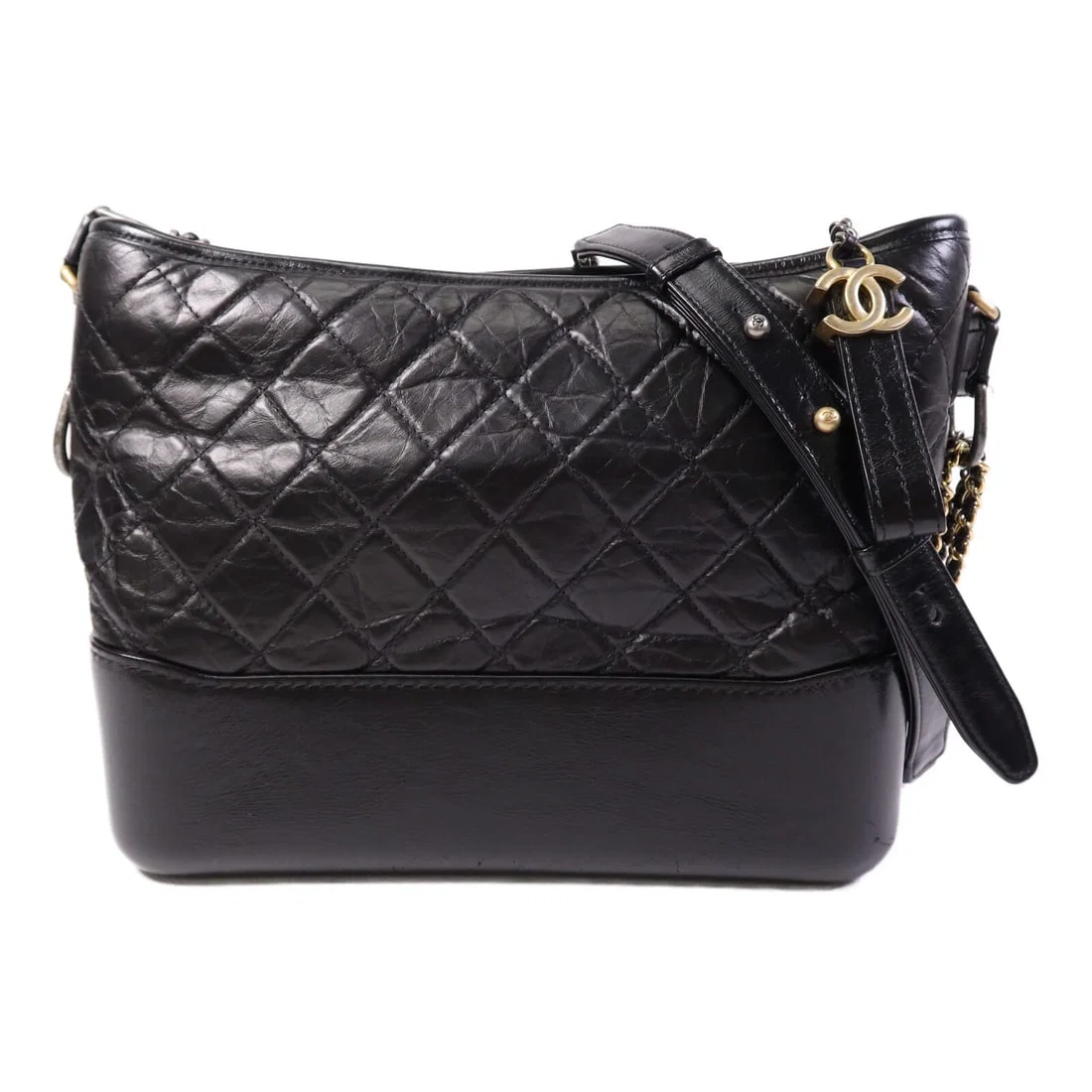 Black Lambskin Chanel Gabrielle Large Shoulder Bag with Gold Hardware