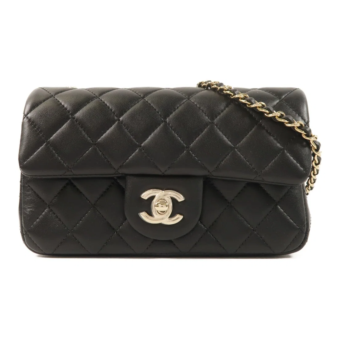 Black Lambskin Classic 20 Shoulder Bag with Gold Hardware by CHANEL
