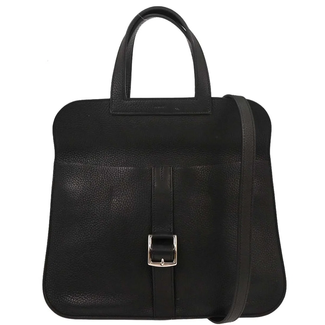 Black Leather Hermes Halzan Handbag 31cm x 28cm x 9cm