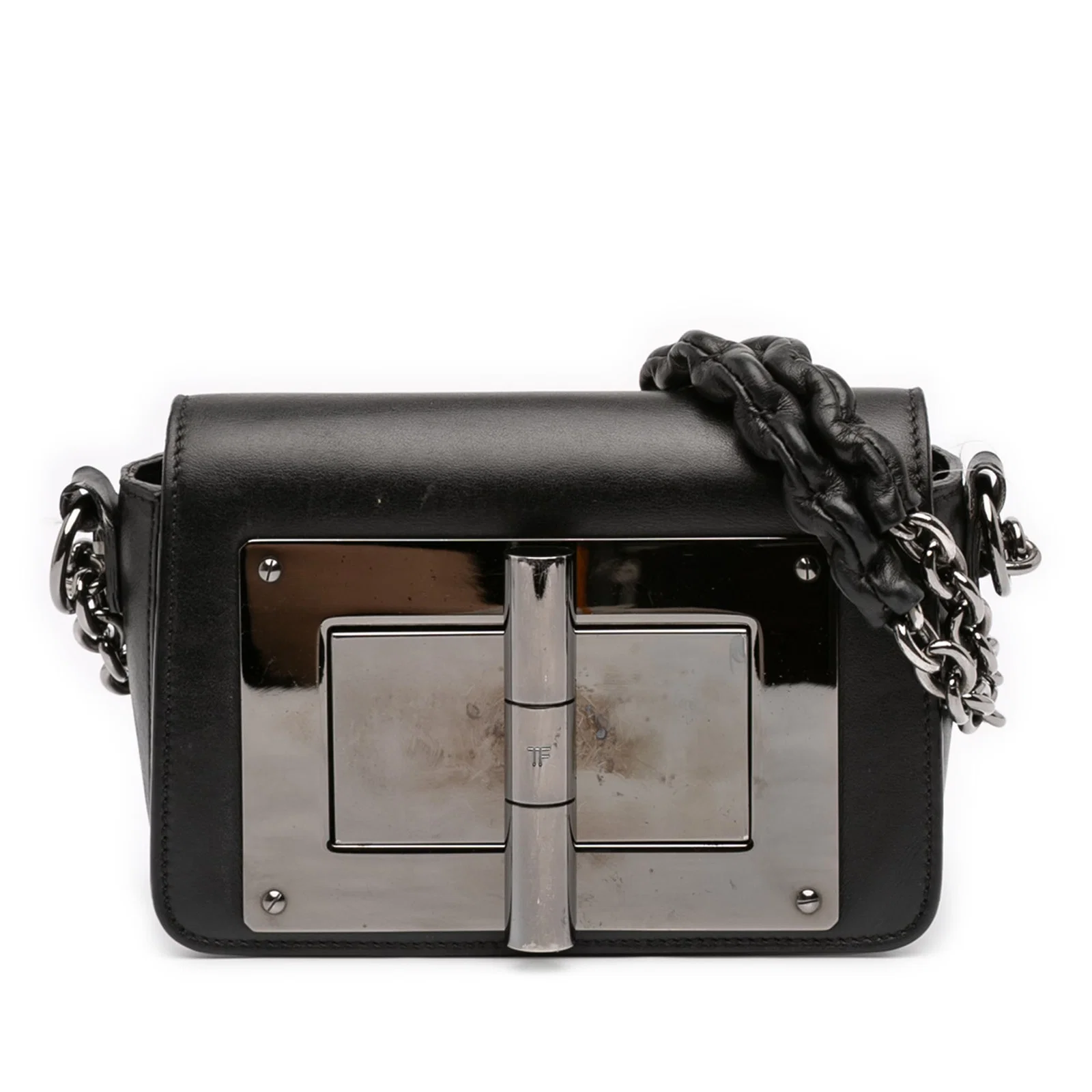 Black Leather Mini Natalia Crossbody Bag by Tom Ford with Chain Strap