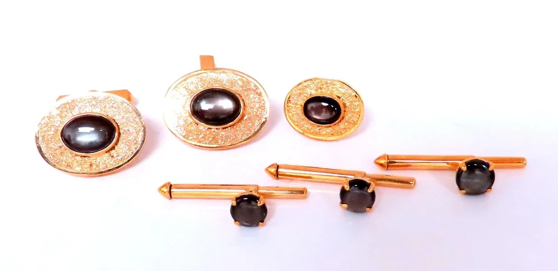Black Star Cufflinks And Studs Set 14kt 12482**