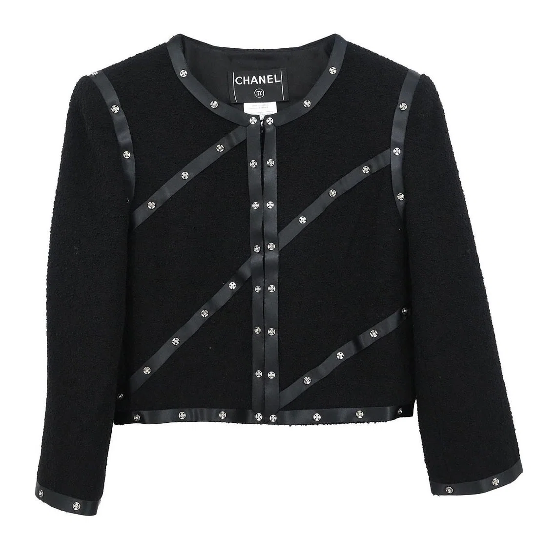 Black Wool Round Neck Cardigan Chanel 38