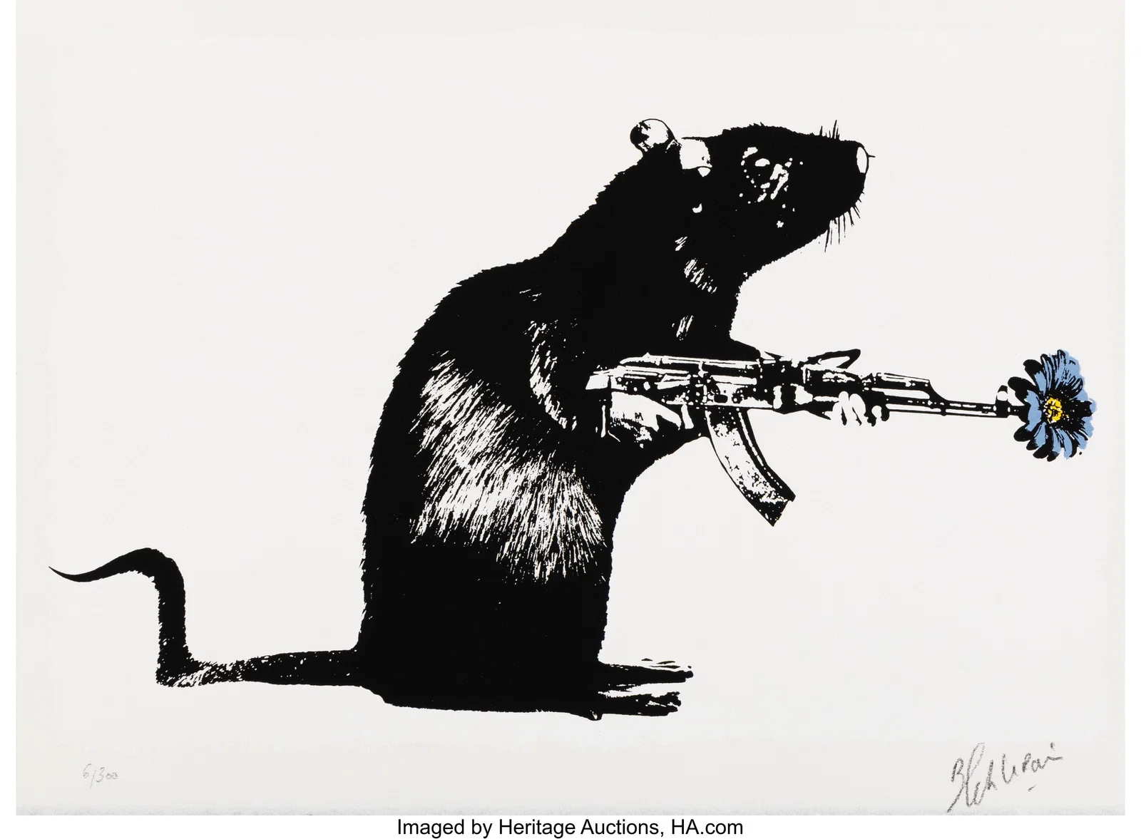 Blek le Rat (b. 1951) Warrior (Blue), 2018 Scree