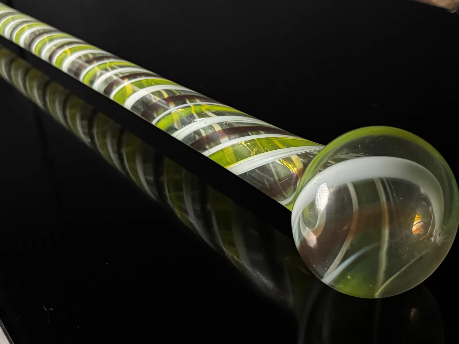 Blown Glass Parade Cane with Internal Color Spirals