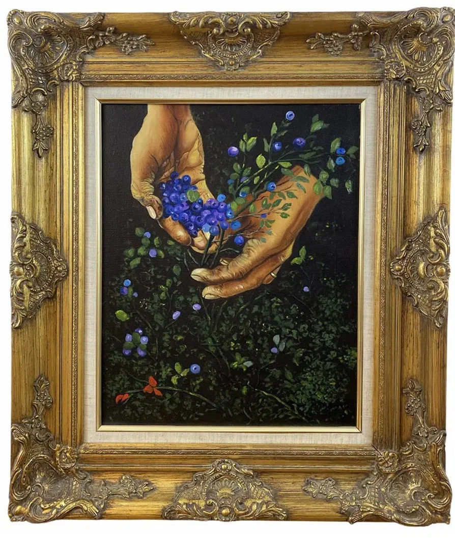 Blueberry Harvest A. O. Smith Oil on Canvas Painting