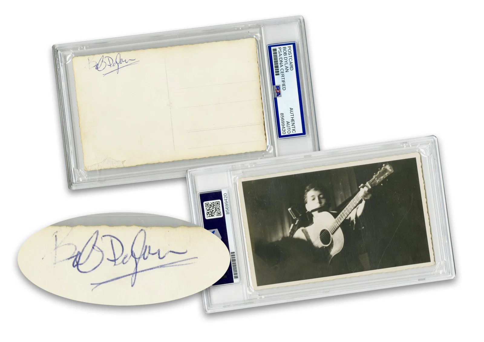 Bob Dylan Signed Postcard Photo, PSA Encapsulated