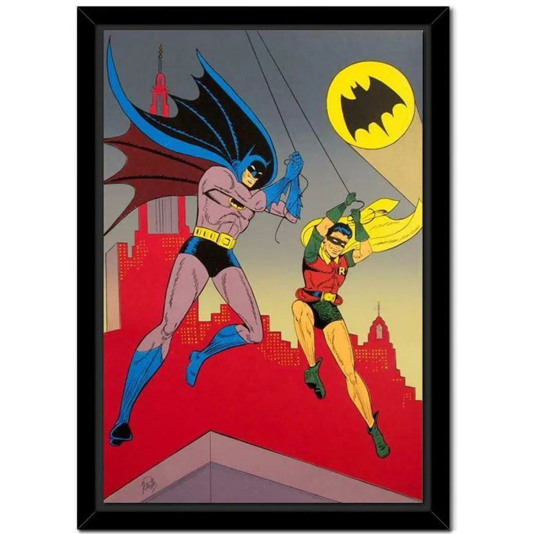 Bob Kane (1915-1998), "Batman and Robin" Framed Hand Signed Limited Edition Original Lithograph with