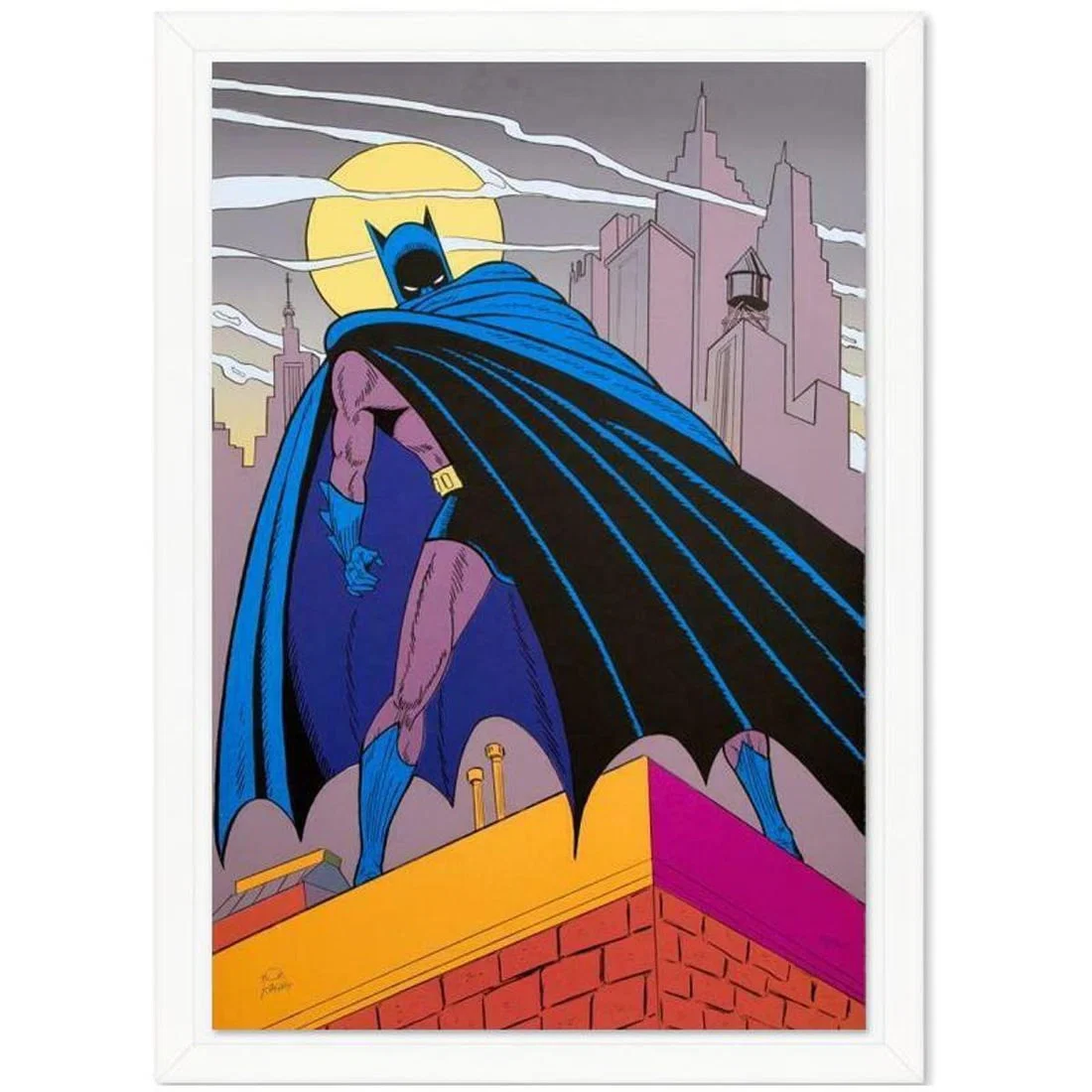 Bob Kane (1915-1998), "Batman Over Gotham" Framed Hand Signed Limited Edition Original Lithograph