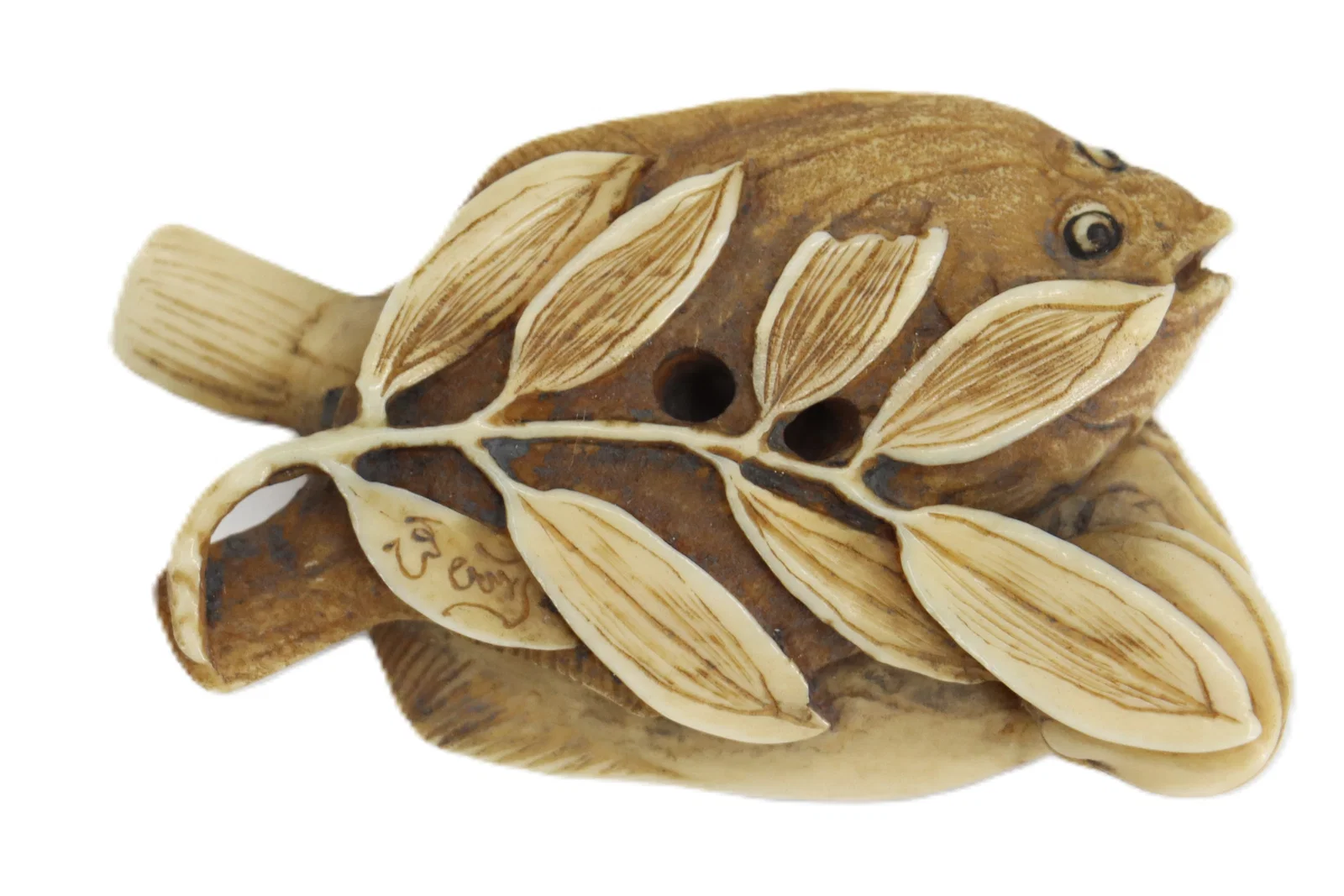 Bone Netsuke of Two Flounder Fish