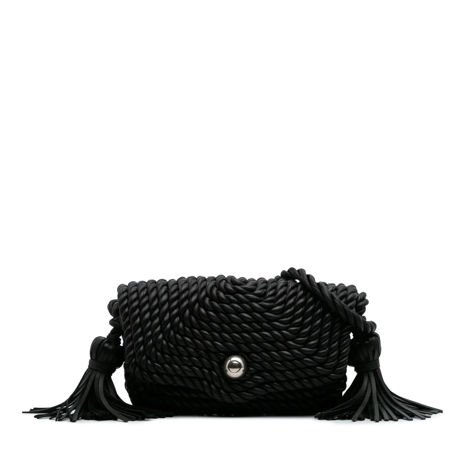 Bottega Veneta Black Lambskin Torchon Tasseled Crossbody Bag