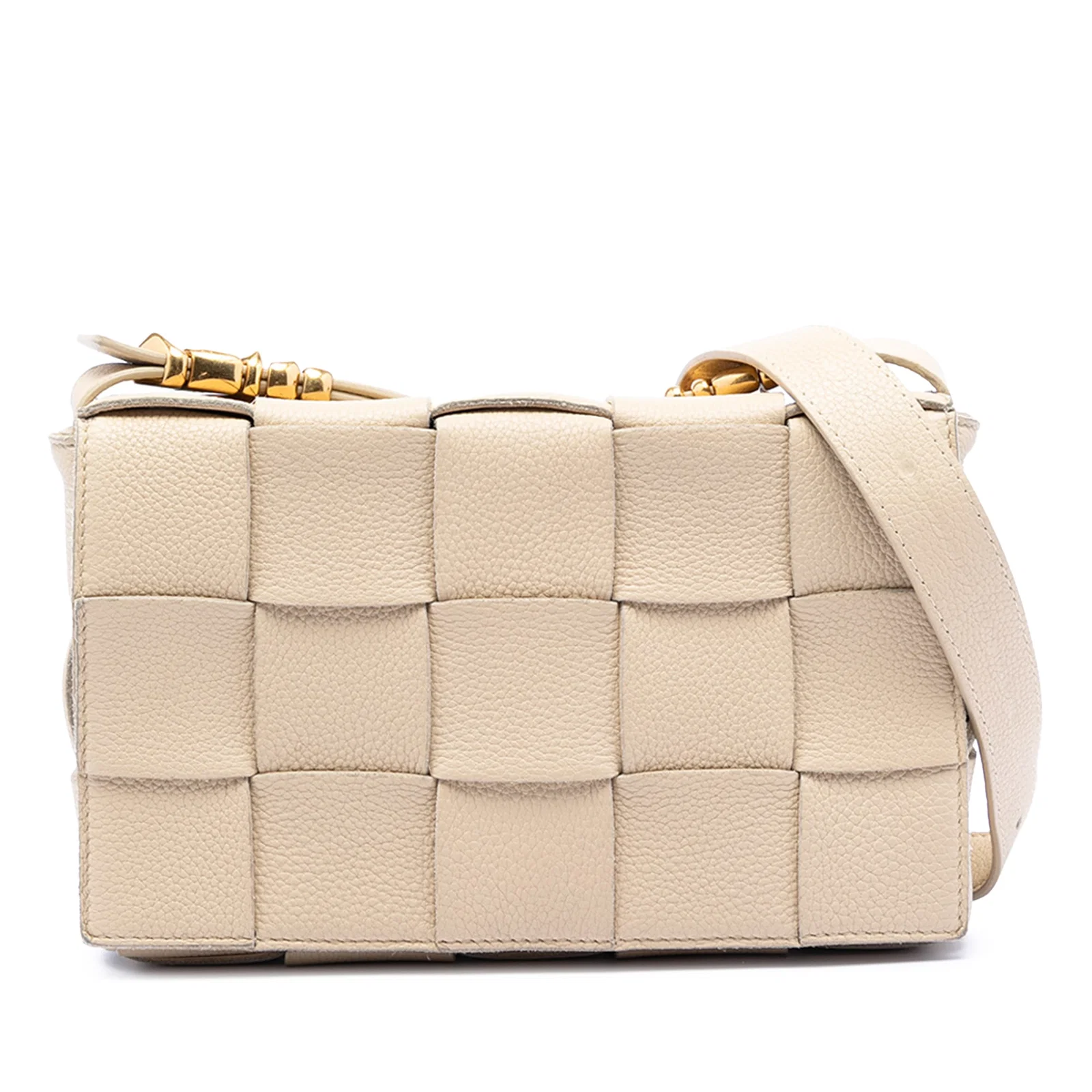 Bottega Veneta Cassette Brown Woven Leather Crossbody Bag