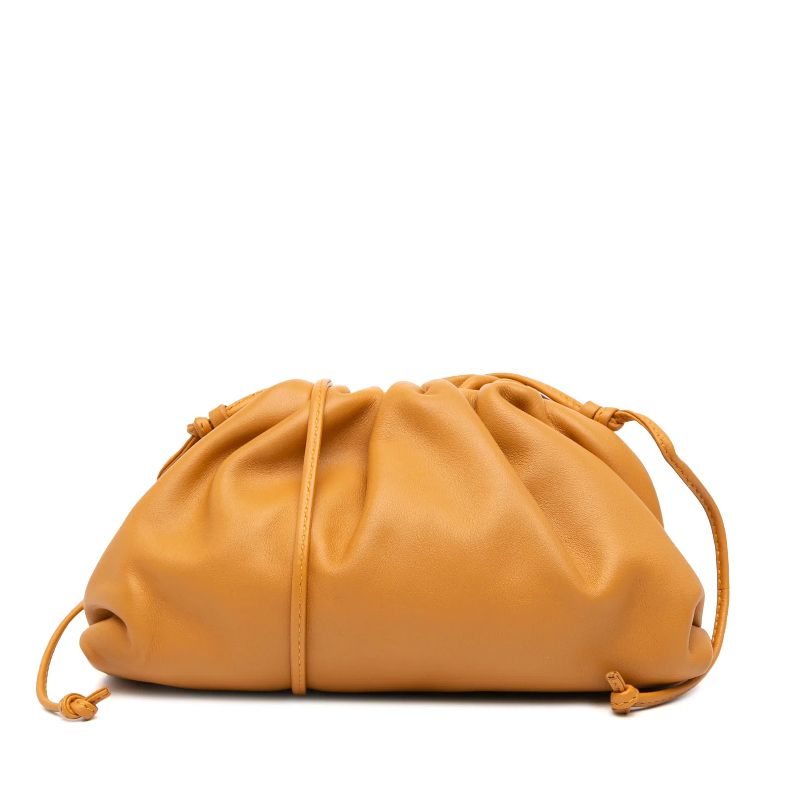 Bottega Veneta Lambskin Mini Pouch Crossbody Bag Brown