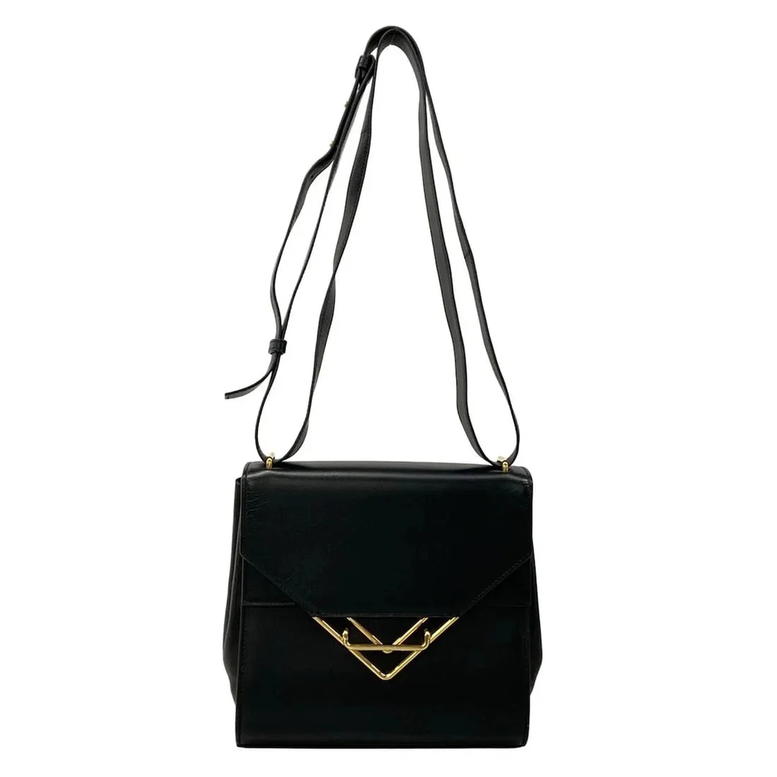 BOTTEGA VENETA THE CLIP - BLACK LEATHER SHOULDER BAG