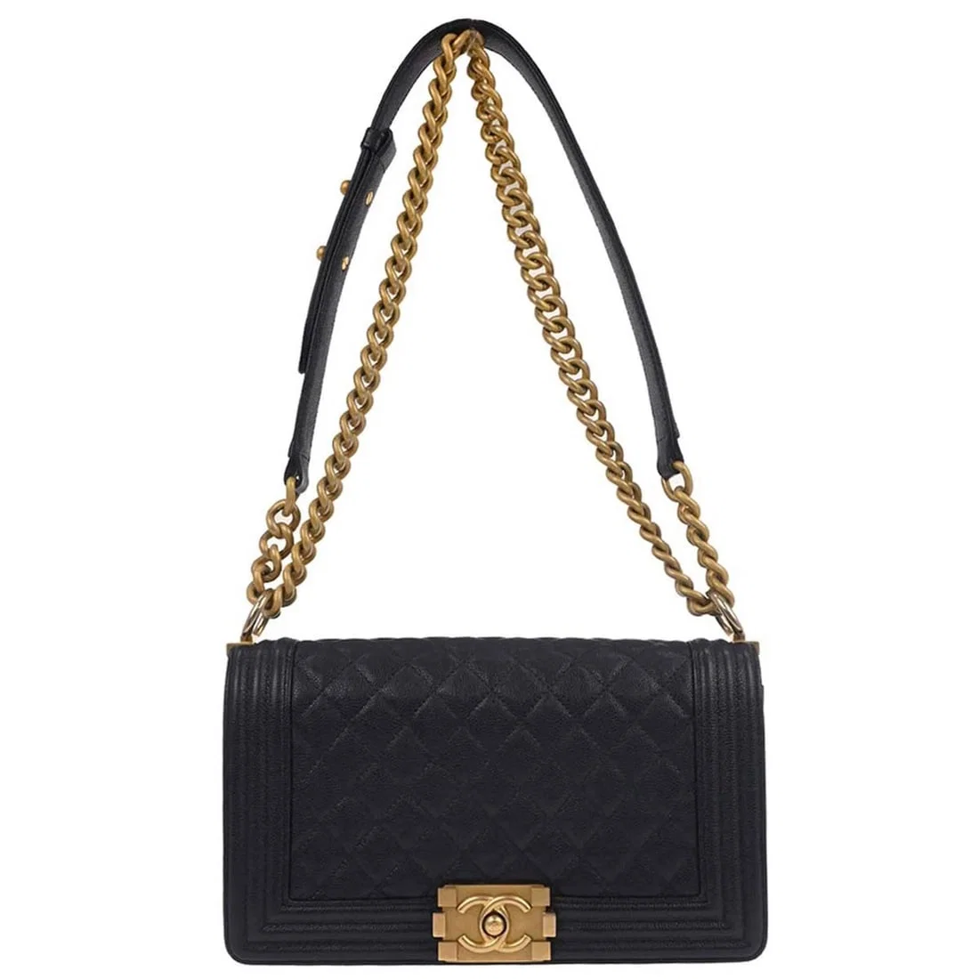 BOY CHANEL NAVY CALFSKIN MEDIUM SHOULDER BAG