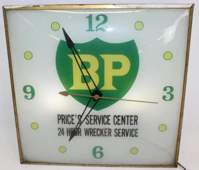 BP Price's Service Center Light Up Advertising PAM Clock