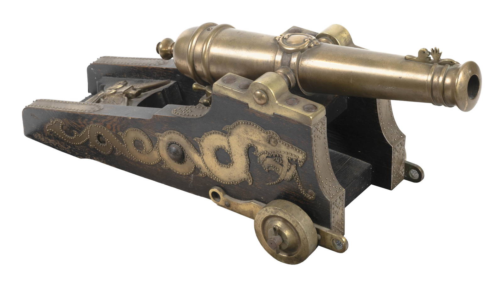BRASS SIGNAL CANNON 19th Century Height 15". Length 40".