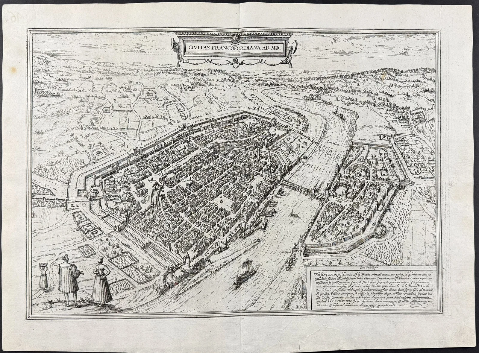 Braun & Hogenberg, pub. 1575 - View of Frankfurt, Germany