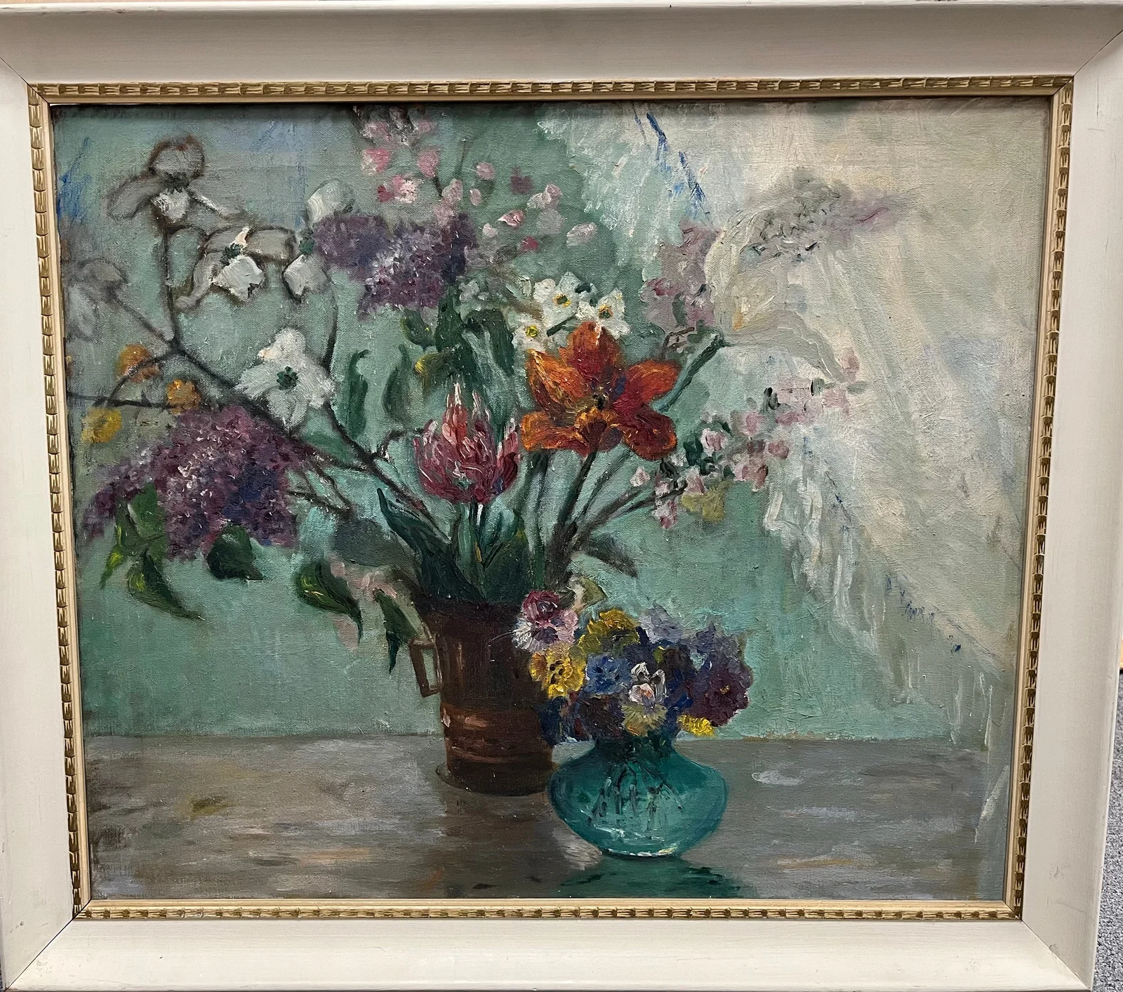 Bressler Dumont. Original oil painting on canvas. Still Life. 26. x 22 inches.