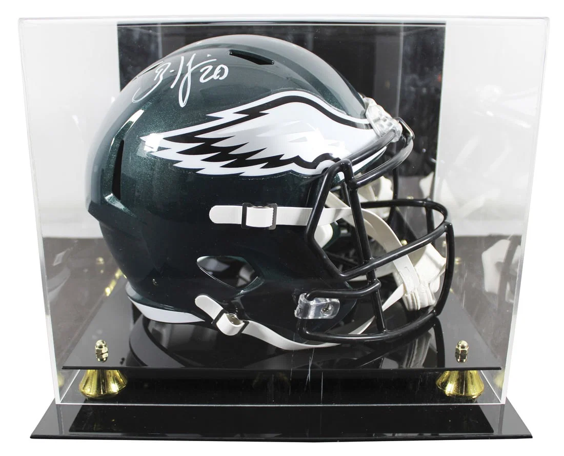 Brian Dawkins Autographed Eagles Full Size Replica Helmet With Display Case BAS