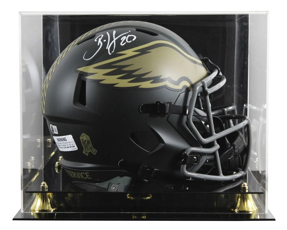 Brian Dawkins Autographed Philadelphia Eagles Salute To Service Helmet With BAS Case