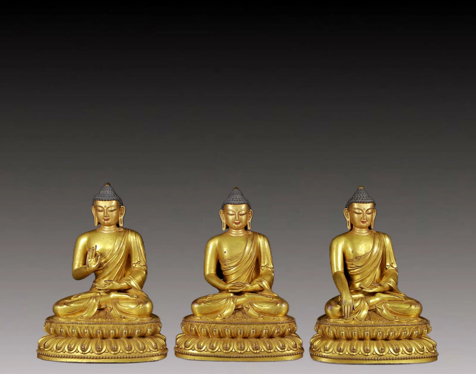 Brilliant Gilt-Bronze Figures Of Buddha Shakyamuni