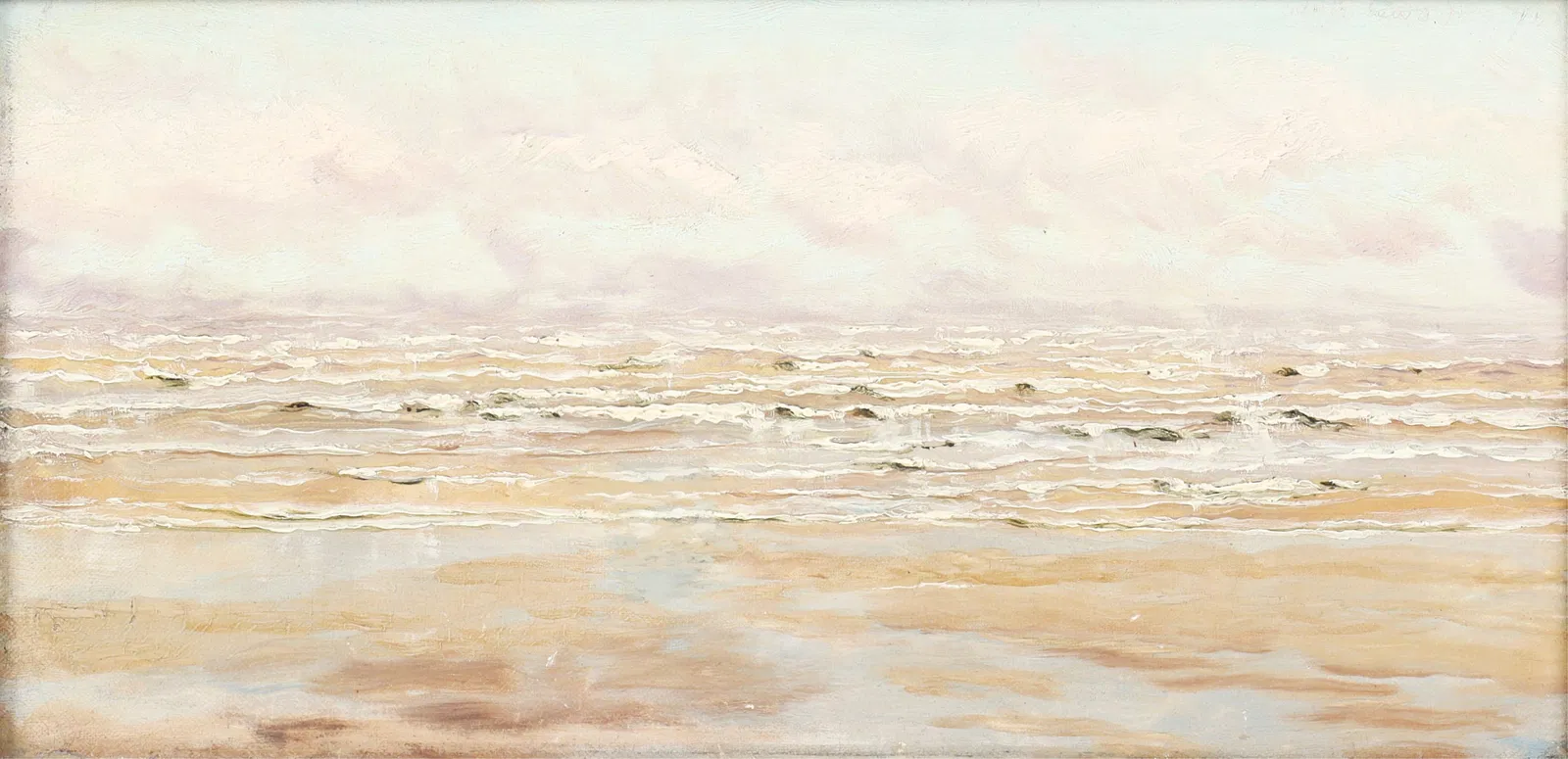 British School (19th century), North Sea, 1890, oil on canvas, 7 x 14in (18 x36cm)