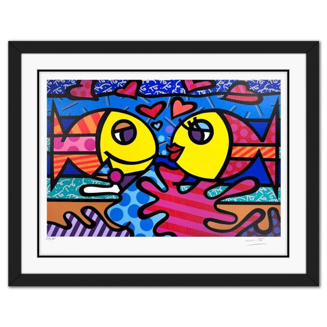 Britto, "Deeply in Love" Framed Limited Edition Serigraph, Numbered and Hand Signed with Letter of