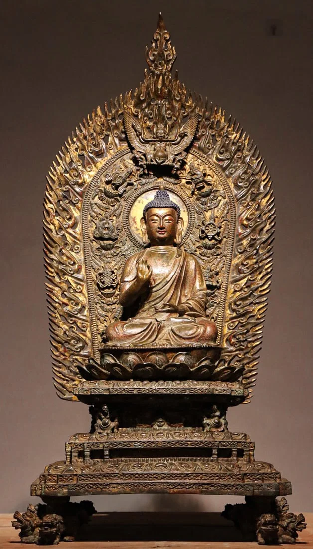 Bronze gilded Buddha statues from the Qing Dynasty