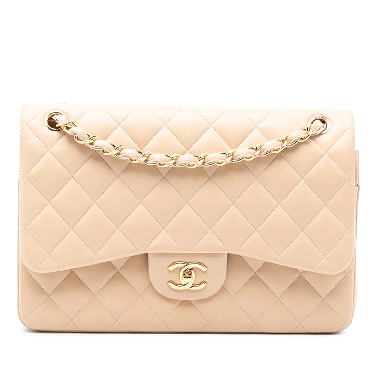 Brown Chanel Quilted Leather Jumbo Double Flap Shoulder Bag