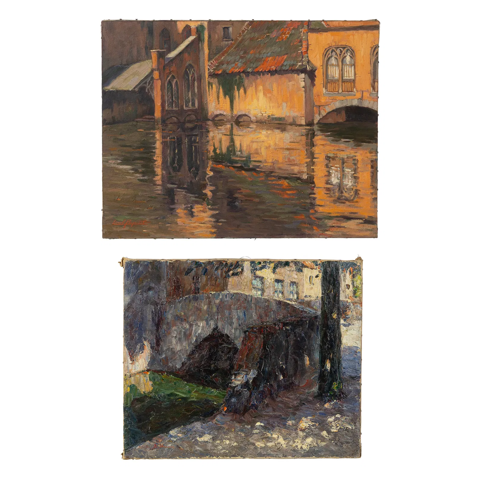 Bruges School, two paintings, Georges De Sloovere (1873-1970) and Lionel Poupaert (1900-1989), oil