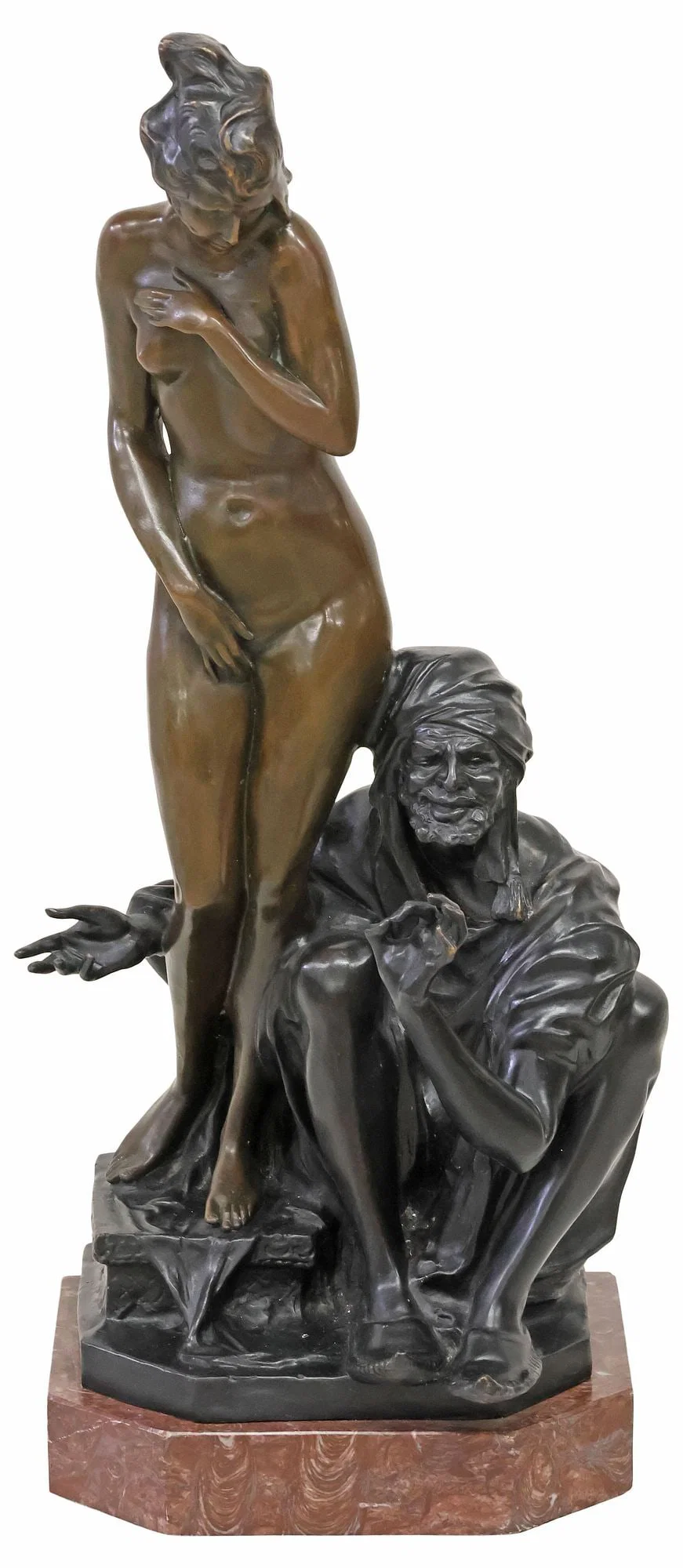 BRUNO ZACH (1891-1945) BRONZE ORIENTALIST SCULPTURE ON MARBLE BASE