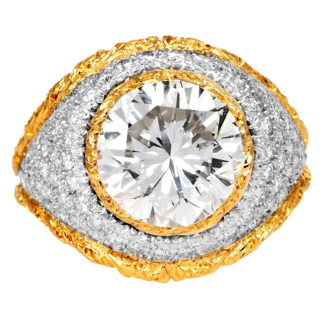 Buccellati 6.85ct Diamond 18K Gold Statement Dome Engagement Ring