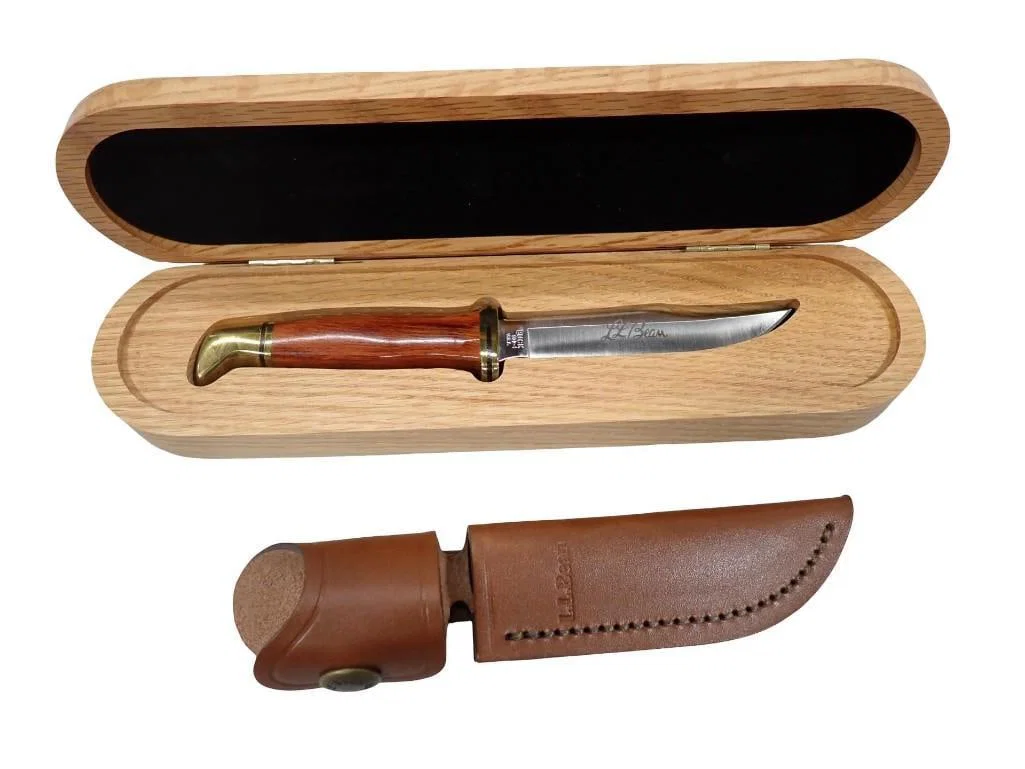 Buck Knives LL Bean Collector's Knife with Wood Case and Leather Sheath Model 102