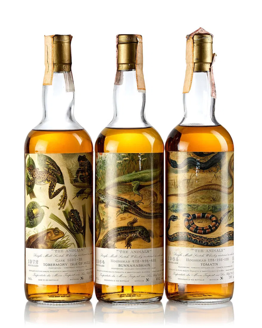 Bunnahabhain 'The Animals' Cask #423-424-425, 1964 (1x 750ml) Tomatin 'The Animals' Cask #124-12...