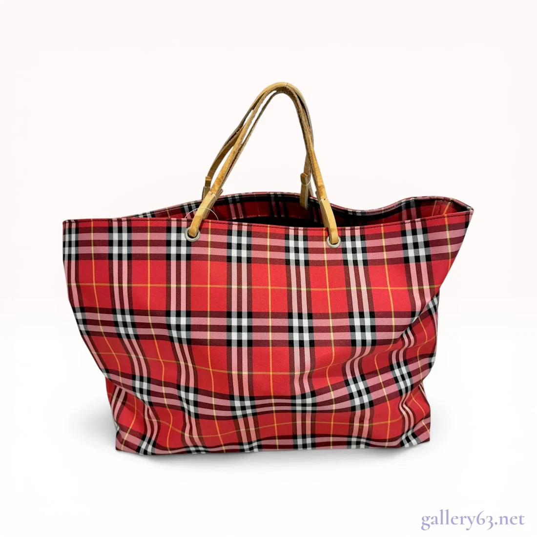 Burberry London Red Nova Check Nylon Tote Bag