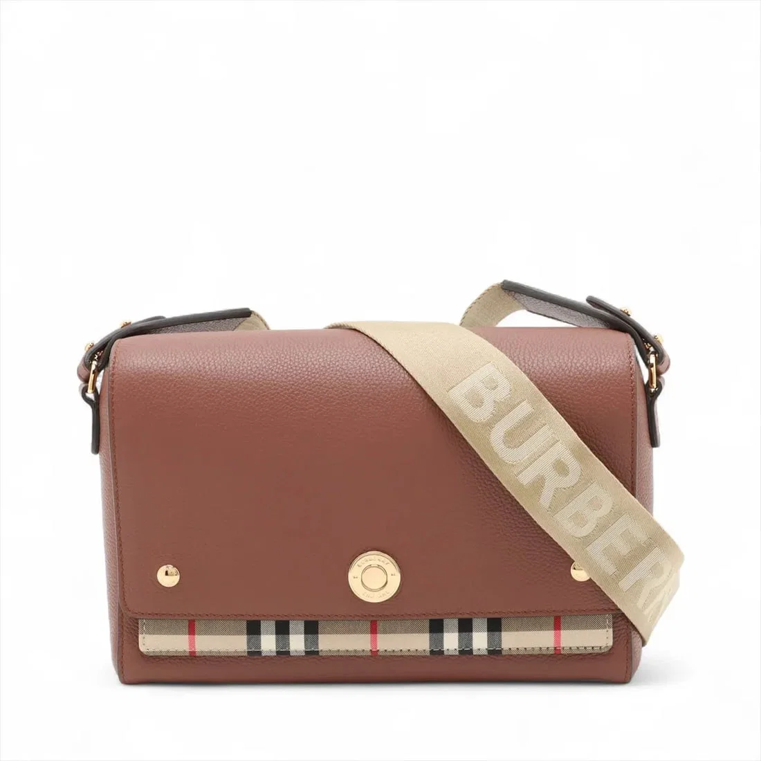 BURBERRY NOVA CHECK HAMPSHIRE LEATHER X CANVAS SHOULDER BAG